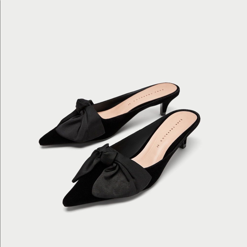 zara bow kitty heel sandals
